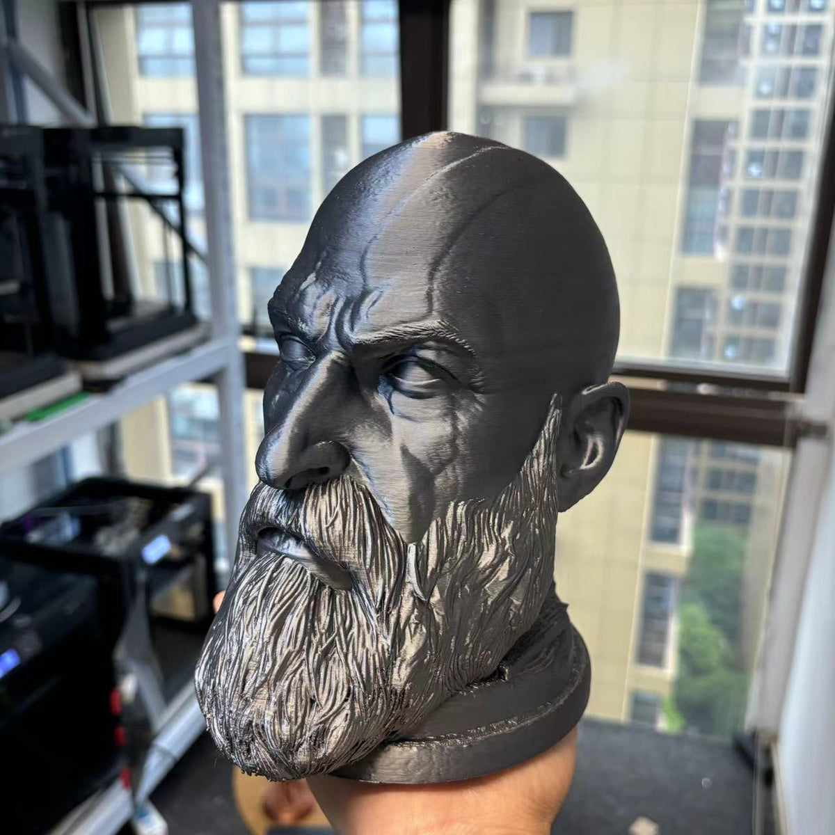 Warrior Kratos Head Sculpture Earphone