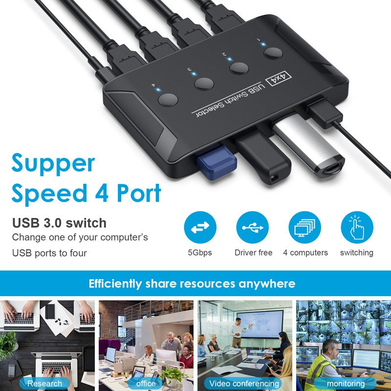 3.0 Switcher USB Automatic 4-In 4-Out